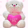 Cream Teddy Bear with Pink Heart