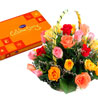 Gift Mix Roses Basket with Celebrations for Mothers Day on Mothers Day 