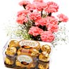 Carnations with Fererro Rocher for Mom