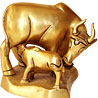 Pleasant Brass Cow with Calf