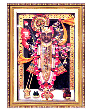  Fabulous Painting of Shrinathji with Wooden Frame     Handicraft Gifts     Wooden Artifacts     Paintings