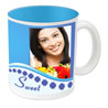 Personalized Sky Blue 2 Tone Mug, Personalized Silver Finish Mug