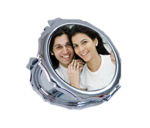 Personalized Photo Mirror in Artistic Round Design, Personalized Photo Mirror in Artistic Round Design