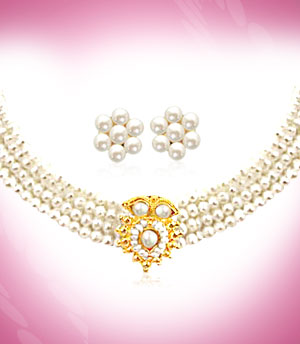 4 Line Round Real Freshwater Pearl Set