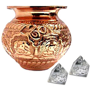 Ashta-vinayaka Copper Vessel & Om Ganesh Pyramid