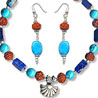 Rudraksha Turquoise Earrings And Blue Stone Bracelet