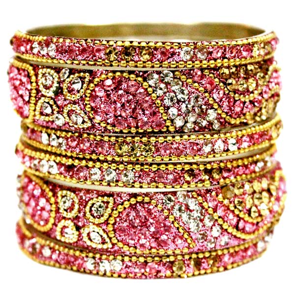 Pink Color Bangles - Set Of 6 India